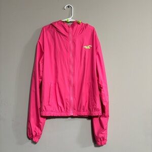 Hollister Bright Pink Jacket with Green Accents